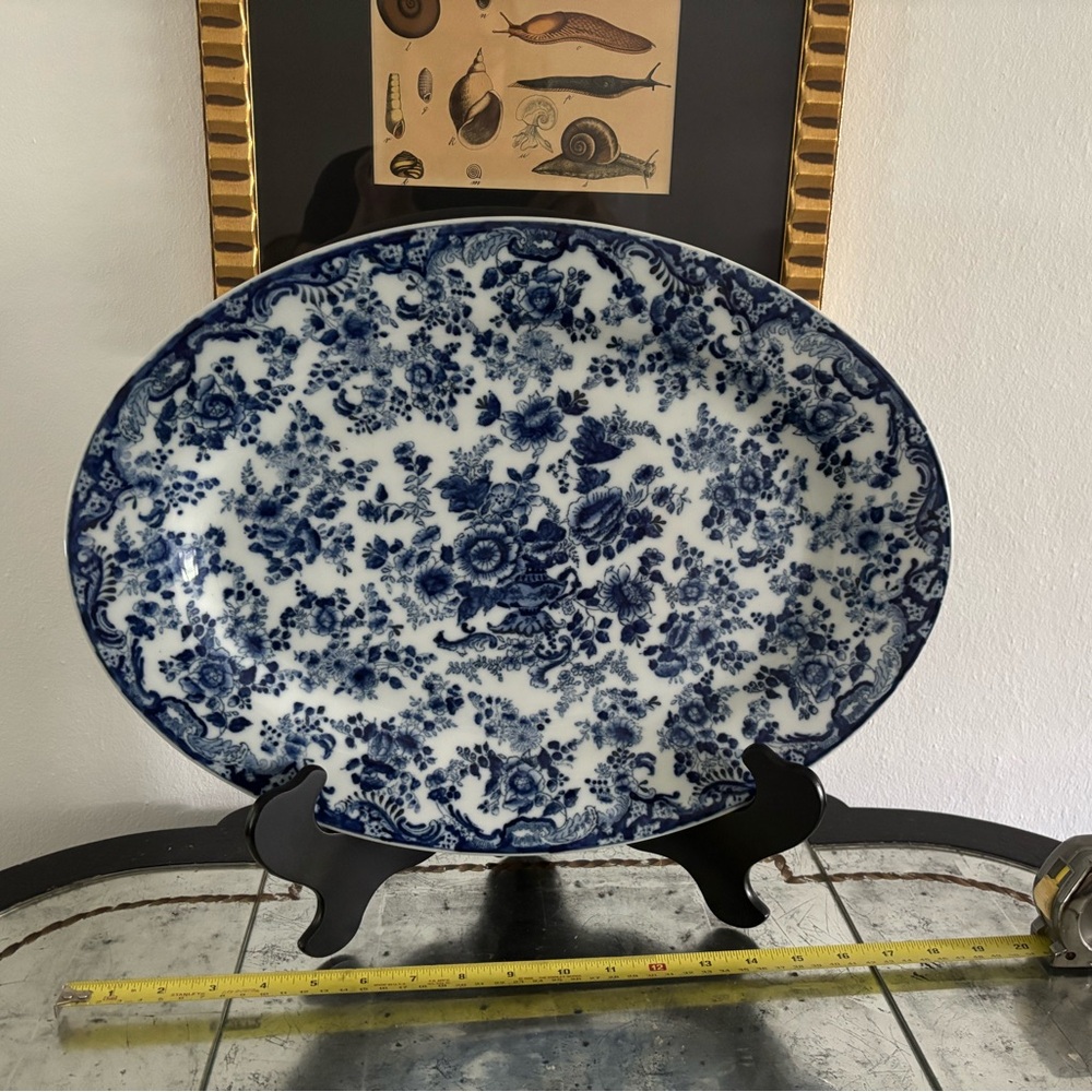 Vintage Blue and White Floral Platter